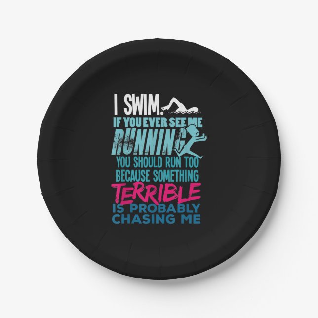 Plato De Papel Gracioso Regalo De Natación Un Nadador (Anverso)