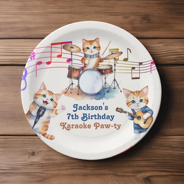 Plato De Papel Graciosos gatos musicales karaoke niños Fiesta de  (Subido por el creador)