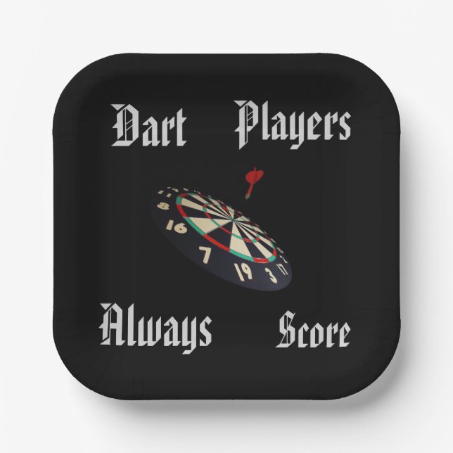 Plato De Papel Graciosos Jugadores De Darts Scoring, (Anverso)