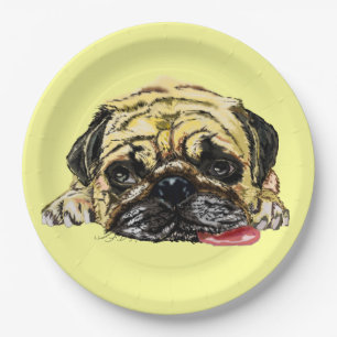 Plato De Papel Graciosos Placas de papel Perro Pug - Tus Colores