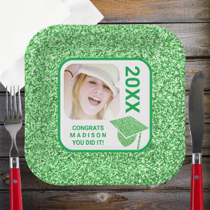 Plato De Papel Grad Glam Green Cap Elegant Fiesta de fotos de Gua