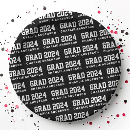 Plato De Papel Grad year 2024 nombre de graduado blanco negro