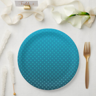 Plato De Papel gradiente azul con pequeños puntos de polka