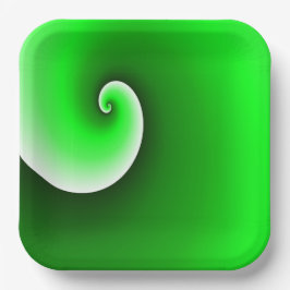 Plato De Papel Gradiente de espiral blanca verde