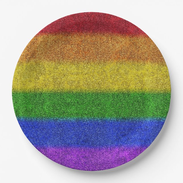 Plato De Papel Gradiente de Purpurina de arcoiris caído (Anverso)