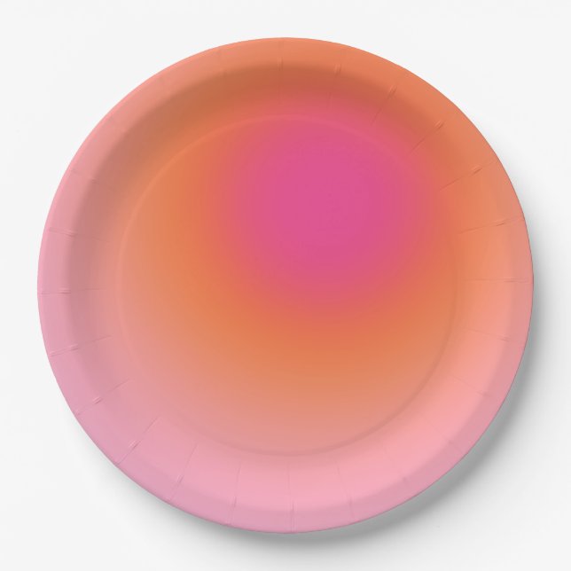 Plato De Papel Gradiente del amanecer - Naranja rosado beige (Anverso)