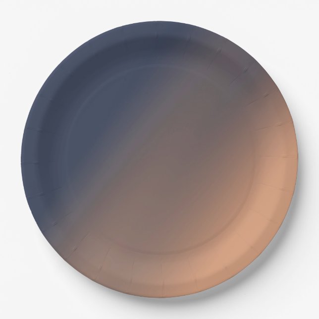 Plato De Papel Gradiente gris-azul y beige. (Anverso)