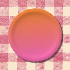Plato De Papel Gradiente naranja y rosa