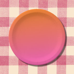 Plato De Papel Gradiente naranja y rosa