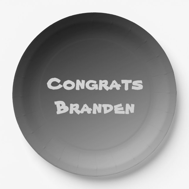 Plato De Papel Gradiente negro de felicitaciones (Anverso)