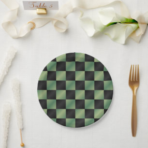Plato De Papel Gradiente negro verde oliva moderno controlado