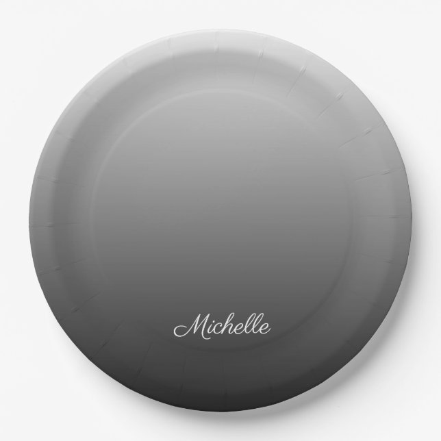 Plato De Papel Gradiente personalizado sombras negras oscuras de  (Anverso)
