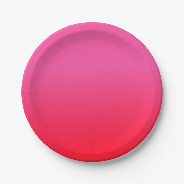 Plato De Papel Gradiente Rosa y Rojo (Anverso)