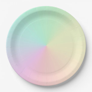 Plato De Papel Gradiente silenciado Ombre Arcoiris Pastel Estétic