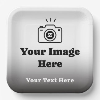 Plato De Papel Gradiente Texto e Imagen Personalizados