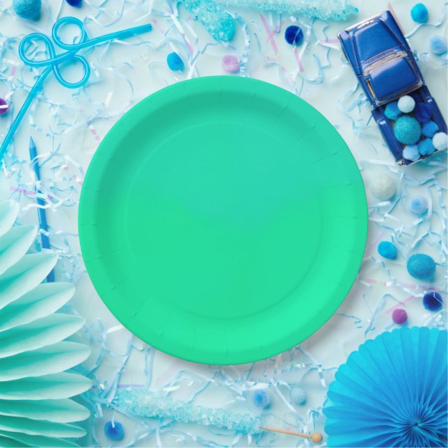 Plato De Papel Gradiente verde de primavera  (Fiesta)