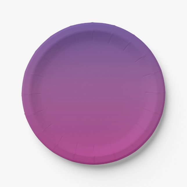 Plato De Papel Gradiente Vibrante de Púrpura a Rosa (Anverso)