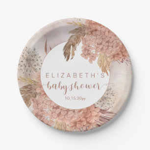 Plato De Papel Grado Boho Pampas   Hydrangeas Chica Baby Shower P