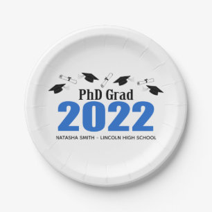 Plato De Papel Grado Phd 2022 Título y diplomas (azul)