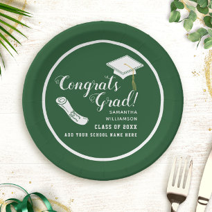 Plato De Papel Grados de felicitación Clase Verde y Blanca de 202