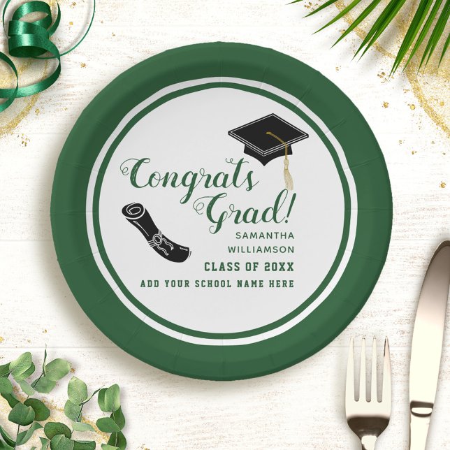 Plato De Papel Grados de Felicitaciones Clase Blanca y Verde de 2 (Subido por el creador)