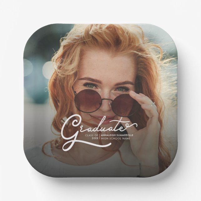 Plato De Papel Graduación 2025 Fiesta de guión gráfico (Anverso)