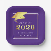 Graduación 2025 Purpura Dorado Metálico Falso