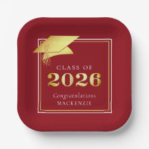 Graduación 2026 Dorado Metálico Falso Rojo