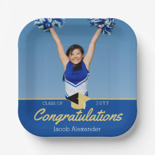 Plato De Papel Graduación azul de la clase personalizado