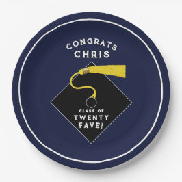 Plato De Papel Graduación Azul marino 2025