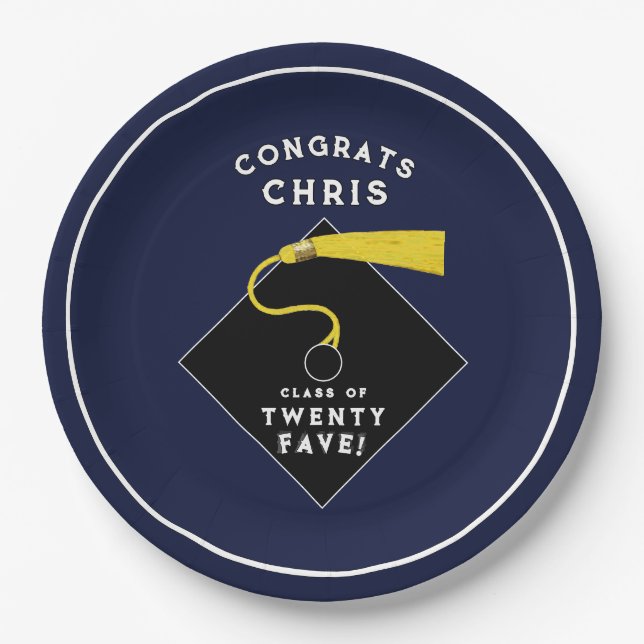 Plato De Papel Graduación Azul marino 2025 (Anverso)