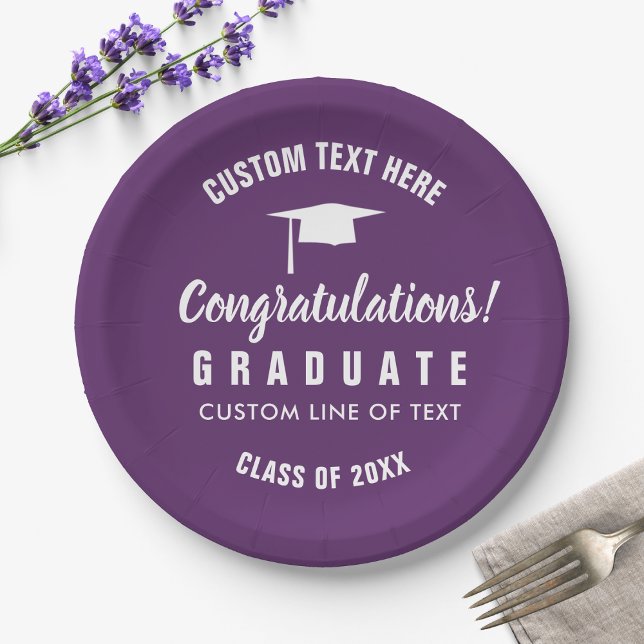 Plato De Papel Graduación Clase de 20XX Congrats Grad Cap Purple (Subido por el creador)