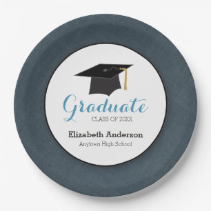 Plato De Papel Graduación coloreada y gorra personalizada del