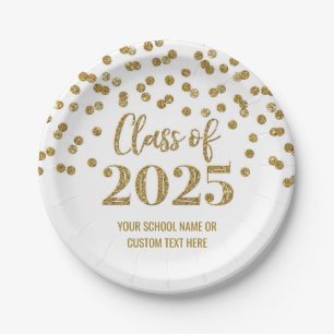 Plato De Papel Graduación de Confetti Gold 2025
