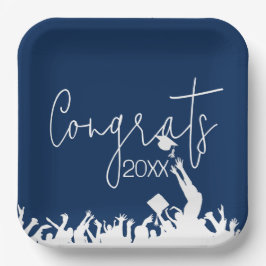 Plato De Papel Graduación De Congratos Con Tapa Blanca