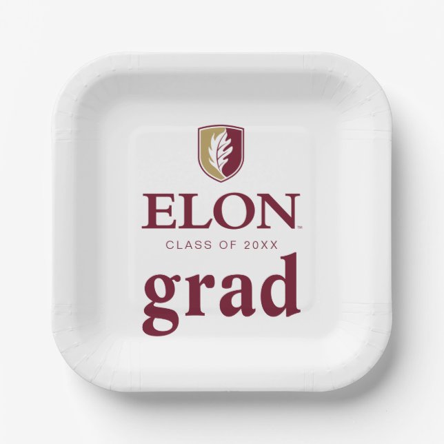 Plato De Papel Graduación de Elon (Anverso)