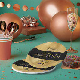 Plato De Papel Graduación de ENFERMERA BSN RN LPN Nombre Black Fa