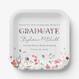 Plato De Papel Graduación de Flor Silvestre Elegante