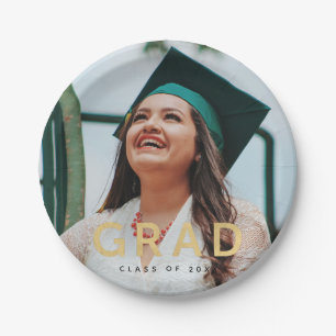 Plato De Papel Graduación de fotografía personalizada Grad Modern