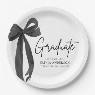 Plato De Papel Graduación de Graduado de Coquette de Black Bow Mo