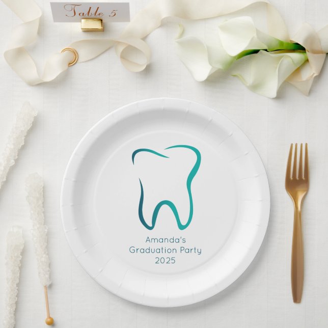 Plato De Papel Graduación de imagen médica de odontología dental (Boda)