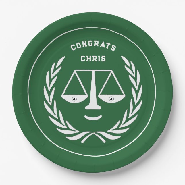Plato De Papel Graduación de la Facultad de Derecho Verde (Anverso)