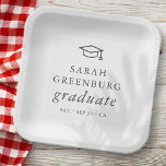 Plato De Papel Graduación de Moda simple Minimalista moderna<br><div class="desc">El diseño se compone de tipografía de la serif sobre un fondo simple. Disponible aquí: http://www.zazzle.com/store/selectpartysupplies</div>