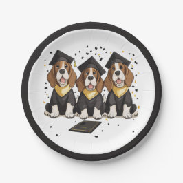 Plato De Papel Graduación de Perros de Hound Basset