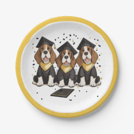 Plato De Papel Graduación de Perros de Hound Basset