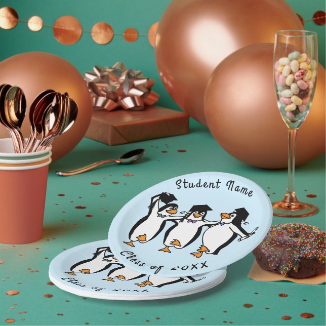 Plato De Papel Graduación de placas de papel de pingüinos (Multi)