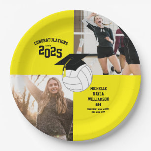 Plato De Papel Graduación de voleibol Deportes Amarillo