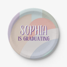 Plato De Papel Graduación del arcoiris Boho Pastel