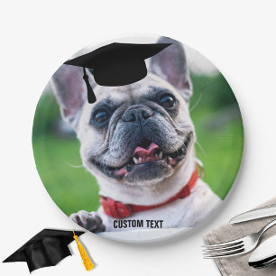 Plato De Papel Graduación divertida de perro Personalizado de Bul