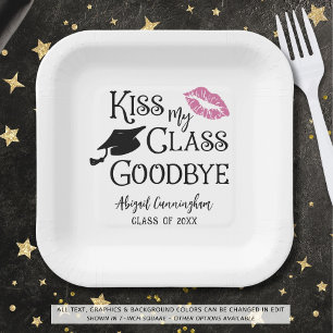 Plato De Papel Graduación Divertido BESO MI CLASE DE ADIÓS Nombre